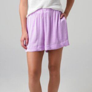 Vince Women's Pleated Satin Pull-On Short - Size Small, Lavender